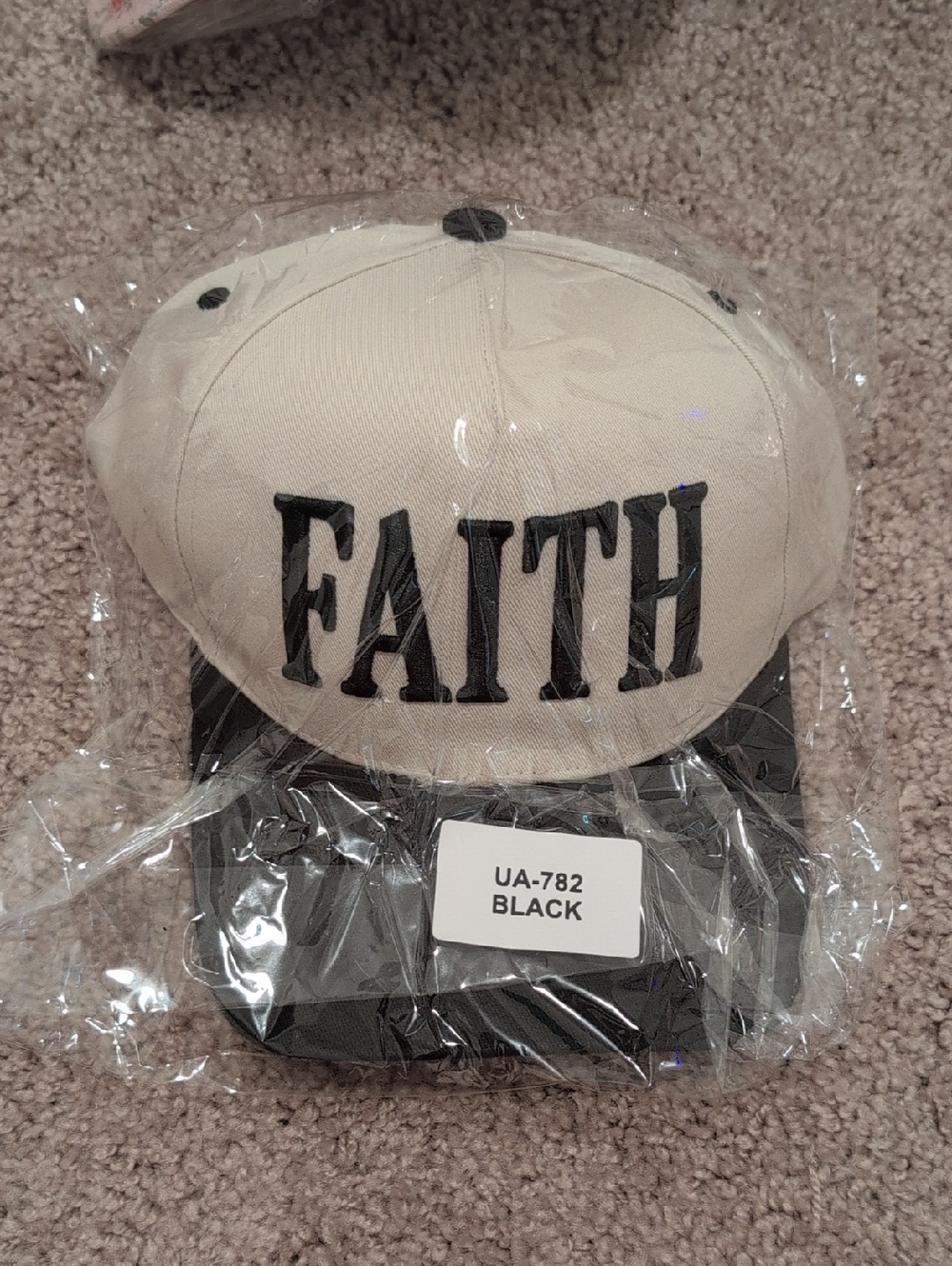 Zenana Outfitters FAITH Two-Tone Cap in Cream and Black